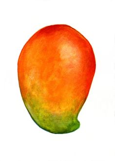 a painting of an orange on a white background