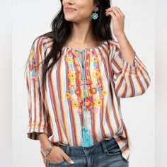 Ivy Jane Rainbow Of Color Women’s Embroidered Blouse Top W Tassel Accent. Gorgeous, Colorful Blouse. Dress It Up Or Wear It With Jeans. Size Xs. Nwt Ivy Jane Items Are Truly Timeless Pieces Of Your Wardrobe That You Can Keep In Your Closet For Years To Come. New To Poshmark? Please Sign Up Using Our Code Jaxxandgee And Redeem $10 Off Your First Purchase! Summer Peasant Top With Tassels, Multicolor Embroidered Blouse For Fall, Vacation Tops With Tassels, Summer Blouse With Multicolor Embroidery, Multicolor Tassel Tops For Spring, Embroidered Tops For Vacation, Embroidered Multicolor Tops, Summer Multicolor Embroidered Blouse, Casual Peasant Top With Multicolor Embroidery