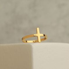 Elevate your faith with our Dainty Cross Ring! Perfect for granddaughters and grandmas alike, this stunning cross jewelry is a meaningful Christmas, Confirmation, or just because gift. Simple yet powerful, our faith ring is a reminder of devotion and love. Shop now and be inspired! Adjustable Gold Cross Ring, Gold Cross Rings With Spiritual Style, Adjustable Cross Gold Ring, Adjustable Cross Shaped Gold Rings, Gold Cross Rings For Wedding, Spiritual Cross Shaped Rings For Gift, Personalised Jewellery Necklaces, Number Jewelry, Meaningful Christmas