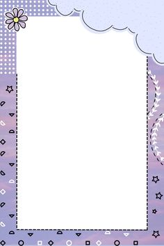 a square frame with flowers and stars on the edges, in front of a purple sky