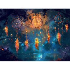 an image of dream catchers in the night sky