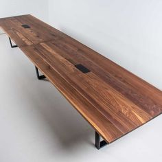 long walnut conference table on steel legs Round Extension Table, Large Conference Table, Conference Room Tables, Coffee Table Bench, Hardwood Table, Table Extension, Trestle Table, Oval Table, Long Table