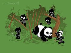 cartoon pandas playing in the woods with each other