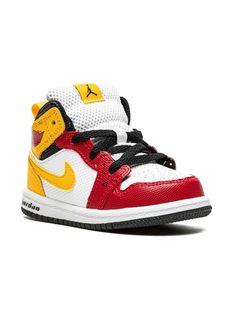 white/yellow/red/black leather signature Air Jordan Wings logo signature Swoosh logo detail contrasting panel detail round toe front lace-up fastening logo patch at the tongue pull-tab at the heel branded insole rubber sole These styles are supplied by a premium sneaker marketplace. Stocking only the most sought-after footwear, they source and curate some of the most hard to find sneakers from around the world. White Running Shoes With Logo-print Tongue For Sports, High-top Running Shoes With Logo-print Tongue For Streetwear, White Running Shoes With Logo-print Tongue For Streetwear, White Running Shoes With Logo-print Tongue And Round Toe, White Running Shoes With Logo-print Tongue, White Sporty Running Shoes With Logo-print Tongue, Sporty Running Shoes With Logo-print Tongue And Round Toe, Sporty Running Shoes With Logo-print Tongue, Sports Sneakers With Logo-print Tongue