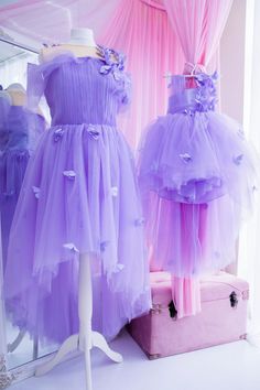 Lilac Dresses, Matching Dresses, Mommy And Me, Birthday Party Gown, Birthday Girl Dress, Dress With Butterflies, Butterfly Birthday Dress, Mother Daughter, Butterfly Style Dress, Wedding Guest Dress, Set Dresses, Lavender Tulle Dress, Hi Lo Length Dress, Tutu Matching Dress, Dresses For Photoshoot Matching dresses with butterflies for mommy and daughter have very original fashionable design... is so gorgeous that we do not have enough words to express how is it! This stylish dresses is perfect f Purple Wedding Ball Gown For Spring, Fairy Style Dress-up Dresses For Summer, Fairy Style Dress For Summer Dress-up, Purple Tulle Dress For Wedding, Purple Princess Dress For Prom Season, Floor-length Princess Dress For Spring Wedding, Spring Purple Ball Gown For Party, Spring Purple Party Ball Gown, Purple Spring Party Ball Gown