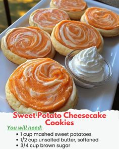 sweet potato cheesecake cookies with whipped cream