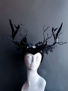 The forest theme deep antler-inspired headdress is a lightweight base colored and covered in the forest inspired moss and leaf embellishing and antlers.  S H I P P I N G  -   Processed same day or within 24 hours.  1-2 day guaranteed delivery services offered, add items to cart and click on the shipping tab for rates.  Pls leave a checkout note with your need date & contact number (especially for expedited and custom orders) Msg for delivery time frames (Include your state/country).  S I Z E  Ad Moon Faerie, Antler Headpiece, Antler Crown, Elegant Face Mask, Thank You Wishes, Horn Headband, Prom Dance, Carnival Festival, Forest Theme