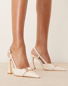 Glamorous slingback heeled shoes in cream | ASOS Beige Ankle Strap Slingback Pumps For Party, Beige Pointed Toe Sandals With Buckle Closure, Beige Slingback Pumps With Wrapped Heel And Ankle Strap, Cream Slingback Pumps With Ankle Strap And Padded Heel, Beige Slingback Pumps With Padded Heel And Ankle Strap, Beige High Heel Slingback Sandals With Buckle Closure, Beige Slingback Heels With Wrapped Heel, Beige Wrapped Heel Slingback Heels, Chic Cream Slingback Pumps With Ankle Strap