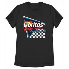 Whether you're a Cool Ranch or a Nacho Cheese person, everyone can agree on one thing, Doritos are always a crowd-pleaser! Get ready to show your love for your favorite chips with these spicy new officially licensed designs from Doritos! This Women's Doritos Cool Ranch Retro Logo Graphic T-Shirt features the retro Doritos Cool Ranch triangle logo you know and remember across the front. Grab some Doritos styles today for a delicious new look! Racing Flag, Nacho Cheese, Graphic Tee Design, Crowd Pleaser, Retro Logo, Triangle Logo, Graphic Tees Women, Logo Graphic, Logo T Shirt