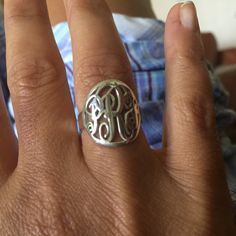 Monogram Initial Ring Circle Custom Made Ring with any | Etsy Silver Initial Ring With Oval Shape, Silver Monogram Engraved Open Ring, Silver Engraved Monogram Ring, Sterling Silver Monogram Signet Ring, Silver Open Ring With Monogram Engraving, Sterling Silver Monogram Rings, Oval Sterling Silver Signet Ring With Monogram, Silver Monogram Engraved Promise Ring, Silver Initials Promise Ring