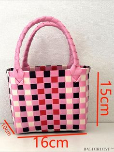 BagForLove - Compact Checkered Woven Handbag Product Description Color Pink Pattern Type Tropical Material PP Type Square Bag Bag Size Mini Size Chart INCH CM Bag Length Bag Width Strap Length Bag Height 6.3 inch 3.7 inch 10.6 inch 5.9 inch Bag Length Bag Width Strap Length Bag Height 16 cm 9.5 cm 27 cm 15 cm Details Pictures Similar Products h2 { text-align: center; } /* æ¢è¡ */ li{ white-space: normal; word-break: break-all; word-wrap: break-word; } .red-box { width: 100%; display: flex; fle Pink Handheld Bucket Bag With Large Capacity, Casual Rectangular Plastic Shoulder Bag, Pink Handheld Bucket Bag, Plastic Shoulder Bag, Rectangular Plastic Bags For Daily Use, Rectangular Plastic Shoulder Bag For Gift, Large Capacity Plastic Shoulder Bag For Shopping, Trendy Rectangular Pink Bucket Bag, Pink Handheld Bucket Bag For Everyday