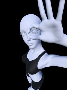 a white female mannequin holding her hand up in the air with both hands