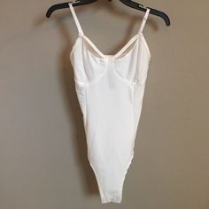 Nwt!!! Sheer Mesh On Top Of Bust. Cotton/Spandex More Of An Off White Color Spring Fitted Bodysuit With Built-in Bra, Fitted White Bodysuit With Built-in Bra, Summer Bodycon Shapewear Bodysuit, Fitted Camisole Bodysuit Shapewear, Summer Stretch Shapewear Bodysuit, White Shapewear Bodysuit With Lined Body, Stretch Shapewear Bodysuit For Summer, Fitted Shapewear Camisole Bodysuit, White Seamless Shapewear Bodysuit