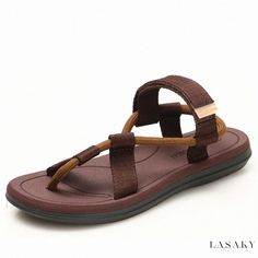 Lasaky - Outdoor Leisure Anti-Slip Sandals Beach Slippers for Casual Wear Summer Beach Sport Sandals In Brown, Brown Sport Sandals For Summer Beach, Brown Summer Beach Sport Sandals, Brown Sport Sandals For Spring Beach Occasion, Brown Slip-on Slingback Sandals For Beach, Comfortable Brown Slingback Sandals For Vacation, Brown Flat T-strap Sandals For Beach, Brown T-strap Sandals For Beach Season, Brown Summer T-strap Sandals For Beach Season