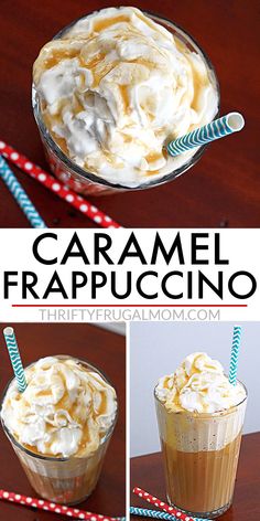 caramel frappuccino drink with whipped cream in it