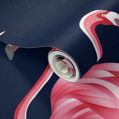 a pink flamingo wallpaper with blue background