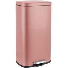 a pink trash can on a white background