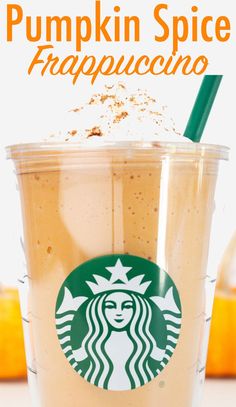 Close up of a Starbucks tumbler glass filled with a pumpkin spice frappuccino. Text at the top reads "pumpkin spice frappuccino". Fall Coffee Drinks, Pumpkin Spice Frappuccino, Starbucks Pumpkin Spice, Savory Pumpkin Recipes, Starbucks Pumpkin, Beverage Recipes, Pumpkin Spice Syrup, Starbucks Copycat, Delicious Cookie Recipes