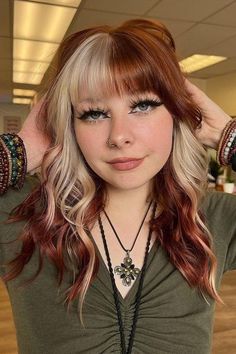 Color Block Hair, Goth Hair, Ginger Hair Color, Alternative Hair