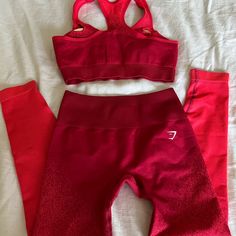 Never Worn. Top Is Small . Bottom Is Xs Red Breathable Fitted Activewear, Sporty Fitted Red Activewear, Red Fitted Athleisure Activewear, Fitted Red Sporty Activewear, Lululemon Outfits, Sports Bra And Leggings, Birthday Wishlist, Neon Color, Christmas 2024