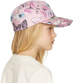 Silk twill cap in pink featuring graphic pattern in multicolor. Logo embroidered in white at face. · Curved brim · Elasticized strap at back · Fully lined Supplier color: Multi Size: Age x Head Circumference XS: 3-18M, 16.5-18 / 42-46 cm S: 18-36M, 18-19.5 / 46-50 cm M: 4-8Y, 19.5-21 / 50-53 cm L: 10-14Y, 21-22 / 53-56 cm Pink Adjustable Brimmed Hat, Pink Adjustable Fit Brimmed Hat, Adjustable Fit Pink Brimmed Hat, Playful Pink Adjustable Baseball Cap, Playful Adjustable Pink Baseball Cap, Pink Curved Brim Hat With Uv Protection, Casual Pink Hat With Adjustable Fit, Adjustable Multicolor Hat For Play, Pink Brimmed Hat With Uv Protection