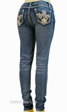 Faith Stretch Denim Jeans In Medium Blue Denim [S28PS Sexy Couture Denim Jeans] - $39.00 : Couture Denim, Ladies Denim, Everyday Chic, Women Trends, Body Size, Clear Rhinestones, Medium Blue, Rock Revival Jean, Denim Women