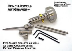 some tools are laying on top of each other with the words below it that says, fine jewell artgraver