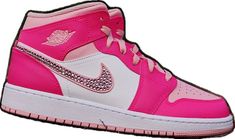 Luxury Embellished Sneakers For Streetwear, Trendy Embellished Sneakers For Streetwear, Pink High-top Sneakers With Rhinestones, Luxury High-top Sneakers With Rhinestones, Casual Pink Sneakers With Rhinestones, Luxury White Custom Sneakers With Rhinestones, Pink Embellished Low-top Sneakers, Pink Low-top Bling Sneakers, Pink Bling Low-top Sneakers