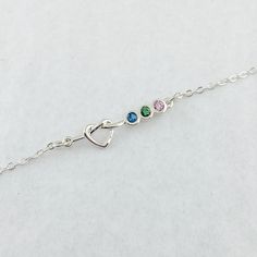 Love Knot Family Birthstone Bracelet Heart Knot Bracelet, Birth Stone Bracelet, Mothers Birthstone Bracelet, Family Bracelets, Heart Knot, Mother Jewelry, Birthstone Bracelet, Family Jewellery, Minimalist Gifts