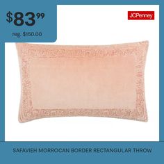 a pink pillow with an embroidered border on it and the price $ 3, 89