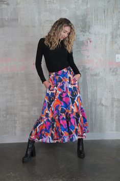 Model is 5'7" and wears a size Small Our best selling Moira skirt is back again in a paint spill print! Product Details: Elastic at waist Pockets Full skirt Materials & Care: Dry clean only Cotton Fit Details: True to size Spring Multicolor Abstract Print Bottoms, Multicolor Graphic Print Skirt For Spring, Spring Multicolor Graphic Print Skirt, Artistic Multicolor Bottoms For Spring, Paint Spill, Headband Jewelry, Straw Bags, Fit Details, Full Skirt