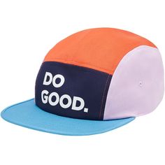 We love wearing the Do Good Five Panel Hat for everyday adventures. Its five-panel design looks great while keeping the sun from our eyes as we bag peaks, run errands, or take Scooby to the dog park. Since it features Cotopaxi's mission statement of making a positive impact, it also reminds us to do the same, regardless of where we go. Multicolor 5-panel Trucker Hat For Outdoor, Fun 5-panel Snapback Hat For Outdoor, Trendy 5-panel Sports Hat, Fun 5-panel Trucker Hat For Outdoor, Multicolor Flat Bill Baseball Cap For Outdoor, Trendy 5-panel Snapback Hat For Sports, Fun 5-panel Baseball Cap For Outdoor, Fun Outdoor Baseball Cap With Flat Brim, Playful Snapback Baseball Cap For Outdoor