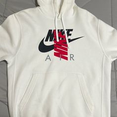 Nike Air Hoodie, Never Worn. Sweaters Nike, Nike Air Hoodie, Nike Sweaters, Nike Sweater, Nike White, White Nikes, Men's Nike, Nike Men, Nike Air