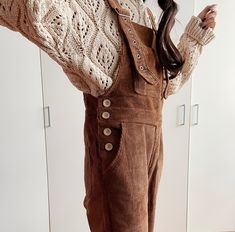 Brown Overalls Outfits, Brown Overalls, Corduroy Dungarees, Corduroy Overalls, Clothes Outfits, Mocha Brown, Overall Dress, Sweater Blouse, Dungarees