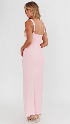 This ribbed baby pink maxi is the perfect dress for all your summer outings. Made from stretchy material, it provides all-day comfort. The adjustable straps ensure a perfect fit while the cut out detail adds a touch of subtle sexiness. Upgrade your wardrobe with this stylish and versatile dress! Chic Pink Maxi Dress With Adjustable Straps, Feminine Pink Maxi Dress With Adjustable Straps, Pink Sleeveless Ribbed Midi Dress, Pink Midi Dress With Adjustable Straps, Athleisure Jumpsuit, Pink Maxi, Versatile Dress, Versatile Dresses, Stretchy Material