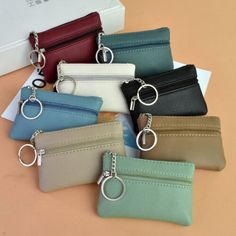 Top Rated Women Key Ring Leather Mini Purse Coin Small Change Bag Card Wallet Pouch Zip Up, Womens Accessories Diy Bags Jeans, Wallets For Girls, Mini Coin Purse, Small Coin Purse, Personal Belongings, Leather Coin Purse, Coin Wallet, Coin Bag, Wallet Pouch