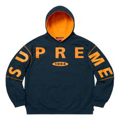 Supreme FW19 Week 1 Spread Hooded Sweatshirt Hoodie Supreme Hoodie, Distressed Sweatshirt, Navy Hoodie, Womens Parka, Blue Hoodie, Unisex Gifts, Week 1, Light Jacket, Stylish Sneakers