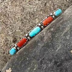 Fabian Cheama Signed Zuni Sterling Silver Natural Turquoise Coral Cuff Bracelet 6.75" Orders Totaling $100 And Over Include An Anti-Tarnish Treated Velvet Jewelry Pouch! Inside Including Opening Measures Approximately 6.75", And Is Adjustable Opening Measures Approximately 1.5" Across Laying Flat At Widest Point Measures Approximately 2.5" Width In Front Measures Approximately 1/4" Weighs Approximately 11 Grams Condition: Pre-Owned Metal: Sterling Silver See Photos For Hallmark Comes In A Gift B Zuni Jewelry, Velvet Jewelry, Coral Turquoise, Natural Turquoise, Jewelry Pouch, Womens Jewelry Bracelets, Cuff Bracelet, See Photo, Hallmark