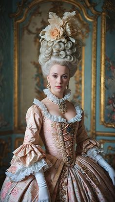 1700 Hairstyles Woman, Rococo Fashion Women, 1700 Dresses, Historical Cosplay, Christening Dresses