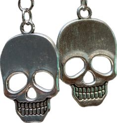 Silver Skull Earrings For Halloween, Gothic Skull Metal Earrings, Skull Shaped Metal Earrings, Silver Skull Earrings For Pierced Ears, Silver Skull Earrings With Ear Wire, Skull Shaped Metal Earrings For Gifts, Adjustable Gothic Skull Earrings, Gothic Skull Jewelry With Ear Wire, Skull-shaped Metal Earrings With Ear Wire