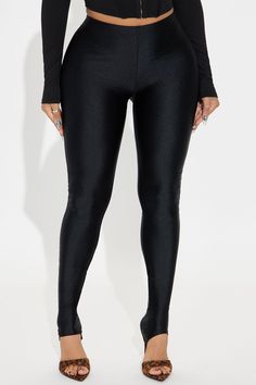 Available In Black. Tricot Legging High Rise Pull On Elastic Waistband Over The Heel Stirrup Stretch 82% Nylon 18% Spandex Imported | Neriah Stirrup Legging in Black size 3X by Fashion Nova Stirrup Leggings, Stirrups, Black Leggings, Fashion Nova, Black Fashion, High Rise, Spandex, Leggings, Elastic