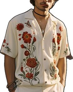 Summer Cotton V-neck Shirt, Printed V-neck Hawaiian Shirt For Summer, Summer V-neck Hawaiian Shirt, Casual V-neck Hawaiian Shirt For Spring, Spring V-neck Hawaiian Shirt, Summer Printed Collared Tops, Cotton V-neck Shirt For Summer, Summer Collared Printed Tops, Cotton V-neck Summer Shirt