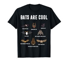 bats are cool t - shirt with different types of bats on it's chest