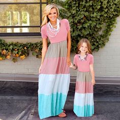 Matching Mommy Daughter, Mother Daughter Dresses, Pastel Pink Dress, Girls Maxi Dresses, Mommy Daughter