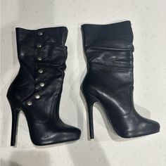 Never Worn, Perfect Condition. Aldo Black Leather Boot With Snap Detail. Size Eu 36 (Us 6). Stylish Boot With 4 Inch Stiletto Heel. Aldo Boots, Aldo Heels, Stylish Boots, Leather Boot, Aldo Shoes, Heel Boots, Black Leather Boots, High Heel Boots, Stiletto Heel