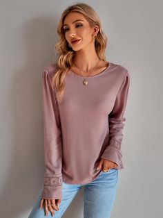 Women's T-Shirt V-Neck/Crew Neck Two Wear Style Long Sleeve Knitted Top Trendy Long Sleeve Knit T-shirt, Solid Color Pointelle Knit Tops For Fall, Knit Long Sleeve T-shirt For Fall, Knit Crew Neck T-shirt For Fall, Fall Crew Neck Knit T-shirt, Fall Knit T-shirt With Crew Neck, Casual Solid Color Pointelle Knit Tops, Solid Crew Neck Pointelle Knit Tops, Solid Color Crew Neck Pointelle Knit Tops