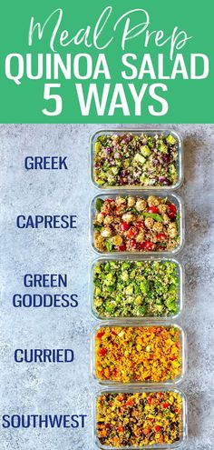 the meal prep guide for quinoa salad 5 ways