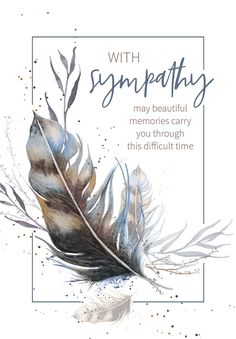 Blue and Brown Feather Sympathy Card Handmade Sympathy Cards Cardmaking, Sympathy Card For A Man, Bereavement Cards Handmade, Sympathy Cards For Men, Handmade Sympathy Card Ideas, Homemade Sympathy Cards, Sympathy Cards Stampin Up Ideas, Sympathy Card Ideas