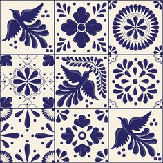 blue and white tiles with floral designs on them stock photo, images and royalty illustrations