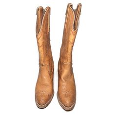 FRYE 1970's Leather Western Boots Cowboy Cowgirl Women Heeled Size 5.5 Vintage | eBay Vintage Round Toe Boots For Ranch, Vintage Brown Boots For Western-themed Events, Leather Western Boots, Boots Cowboy, Frye Boots, Cowboy Cowgirl, Cowboy And Cowgirl, Stylish Shoes, Womens Heels